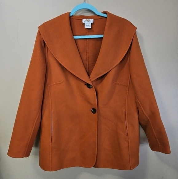 Vintage Talbots Woman Petites Size 2XP Orange Wool Coat - Picture 1 of 3